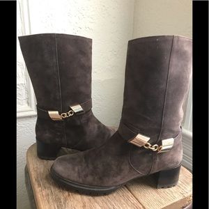Stuart Weitzman brown suede mid calf boots